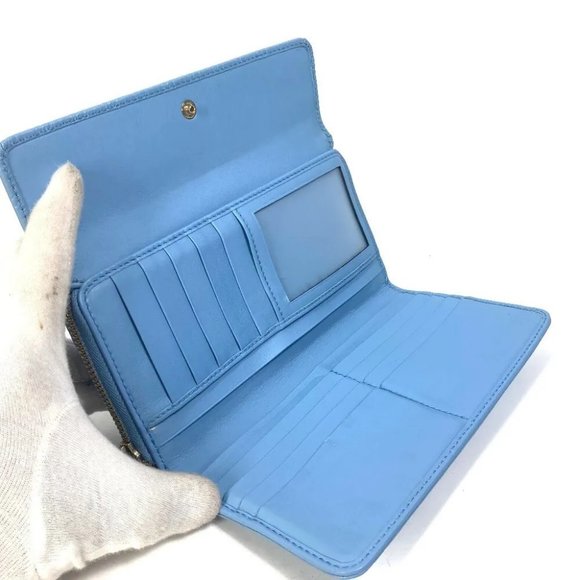 Auth GUCCI 449364 Micro Guccissima Zip Around Long Wallet Leather Light blue - Picture 6 of 16